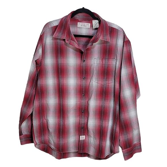 Levi's Plaid Button Down Shirt Red Grey White Mens Size 2XL - Picture 1 of 6